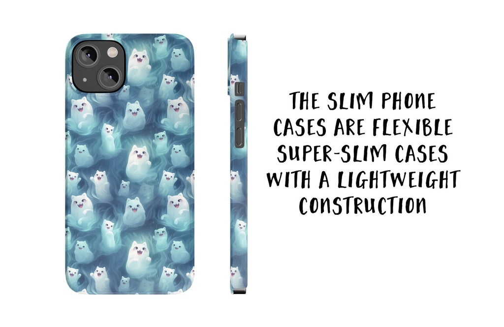 Ghost Cats Halloween iPhone Case 14 13 12 11 Pro XR, Kawaii Cute Hard Tough Cover, Cat Lover Gift