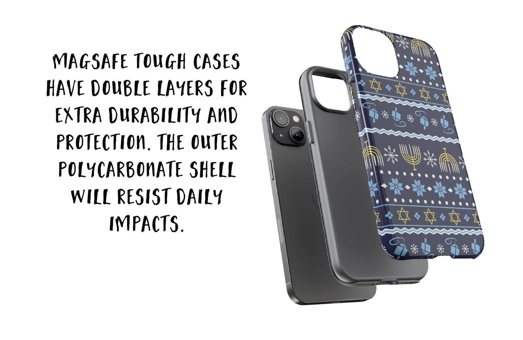Jewish Hanukkah iPhone Case 14 13 12 11 Pro XR, Star of David Menorah Dreidel Protective Cover Case
