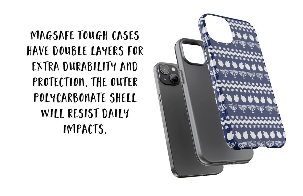Jewish Hanukkah iPhone Case 14 13 12 11 Pro XR, Star of David Menorah Dreidel Protective Cover Case