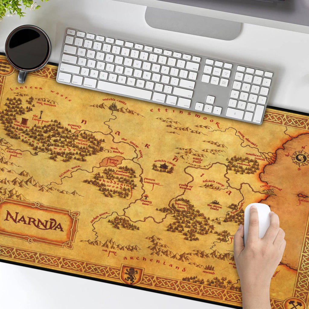 Chronicles of Narnia Map Desk Mat Fantasy Mouse Pad, The Lion Witch and Wardrobe Gifts, Home Office Decor