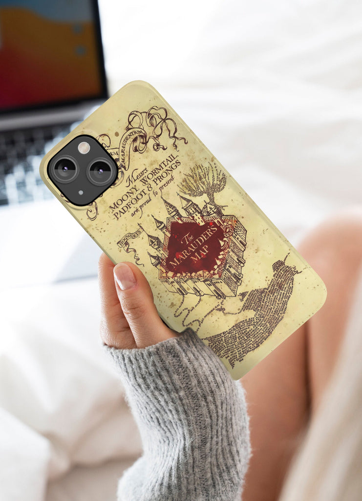 Marauder's Map Wizard School iPhone Case 14 13 12 11 Pro XR, Wizarding World Potter Tough Cover, Magic Harry Fantasy Gift