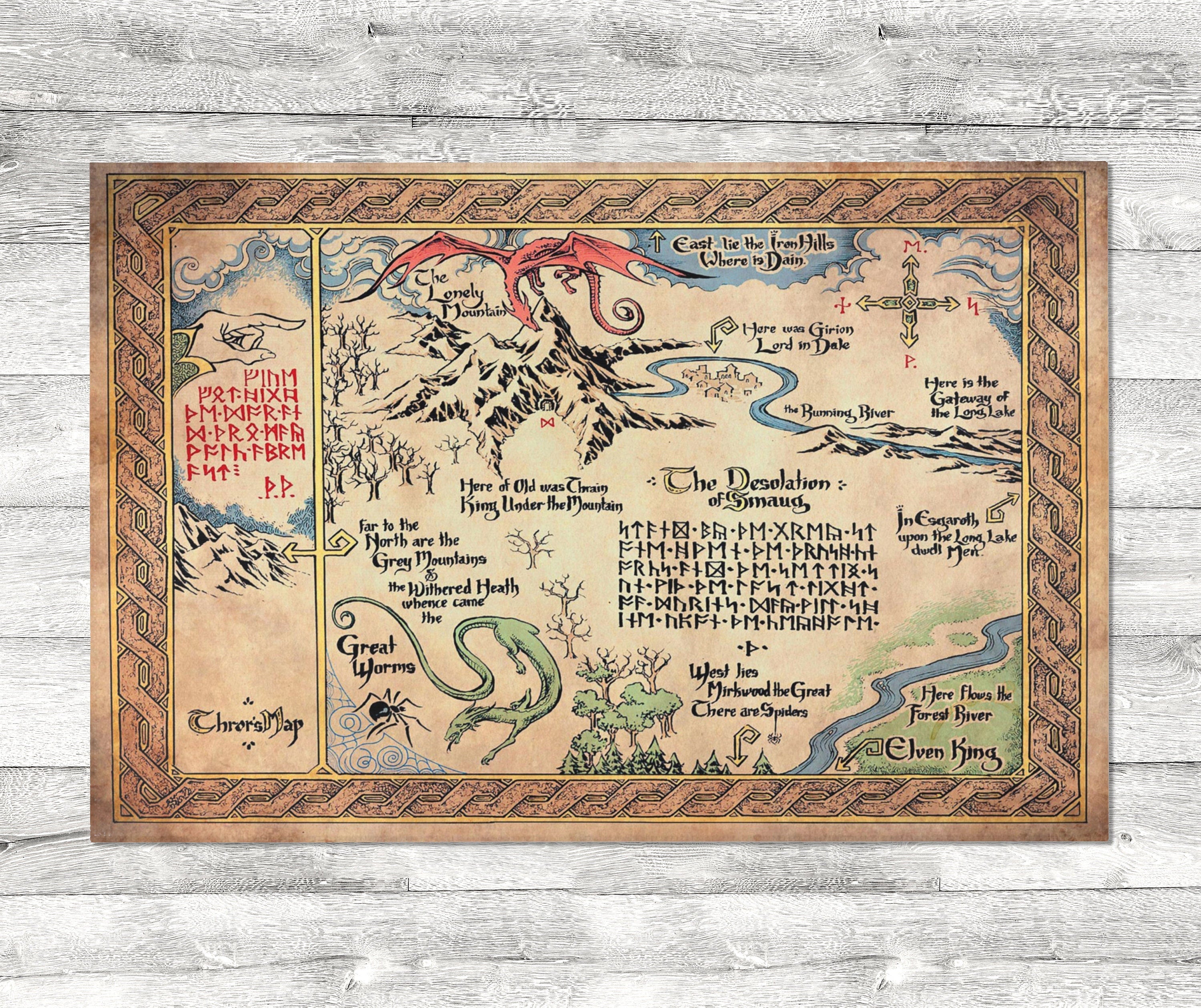 Thorin's Map Hobbit Area Rug, Lord of the Rings Middle Earth LOTR Carp ...