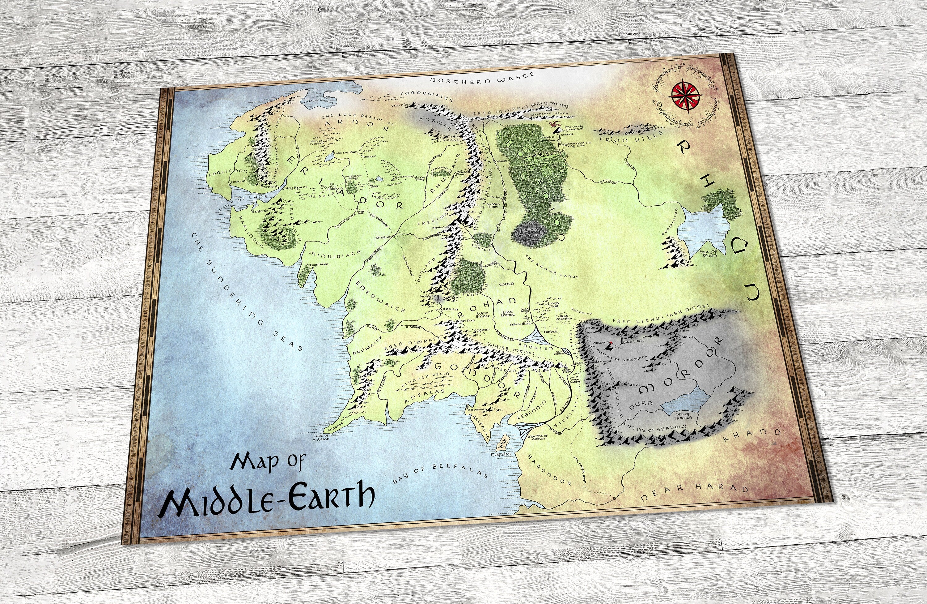 Lord of the Rings Middle Earth Map Area Rug, LOTR Decorative Carpet Ru ...