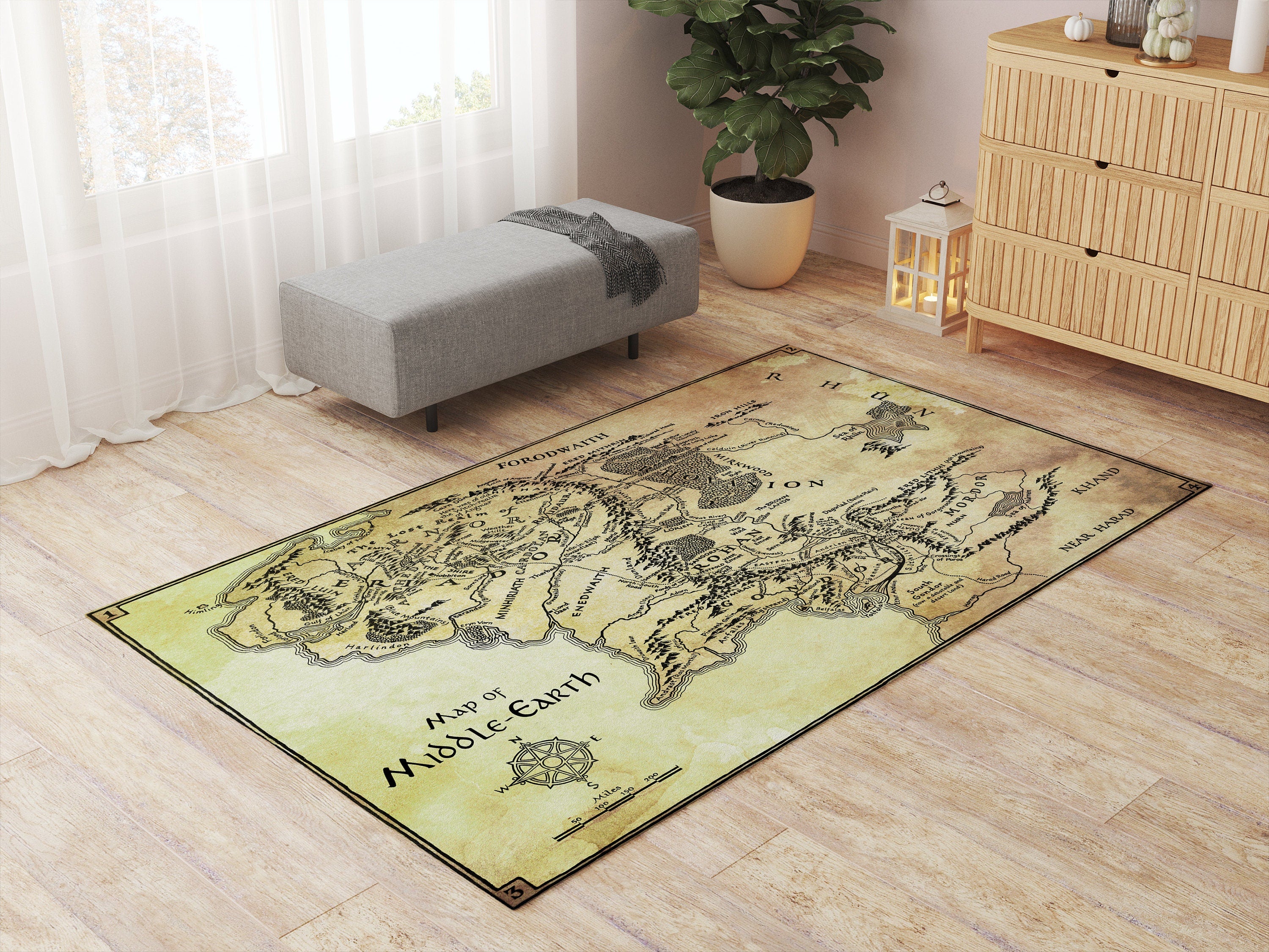 Lord of the Rings Middle Earth Map Area Rug, LOTR Decorative Carpet Ru ...