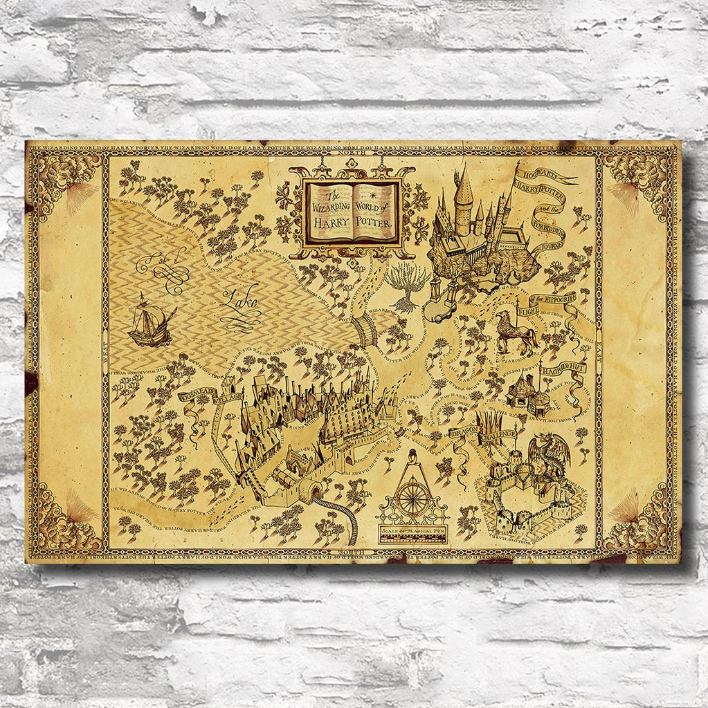 Wizard School Wizarding World Illustration Art Print Potter Wall Art Harry Magic Gift Fantasy Home Decor