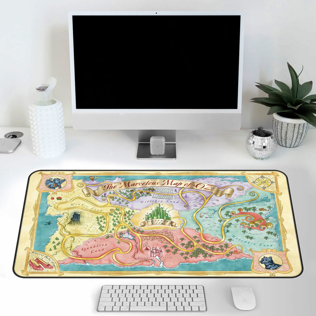 Land of Oz Map Desk Mat, Wizard of Oz Mouse Pad, Wicked Fantasy Gifts, The Wiz Home Office Decor