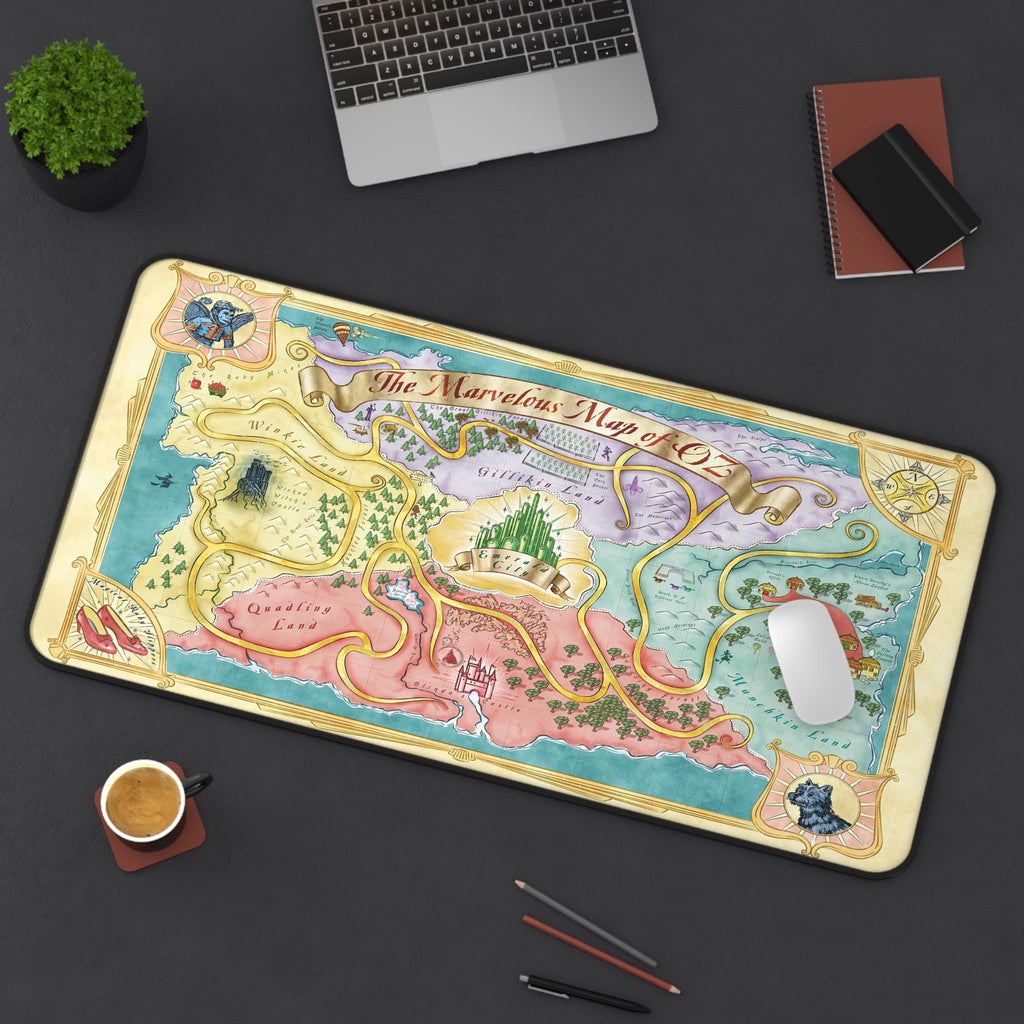 Land of Oz Map Desk Mat, Wizard of Oz Mouse Pad, Wicked Fantasy Gifts, The Wiz Home Office Decor