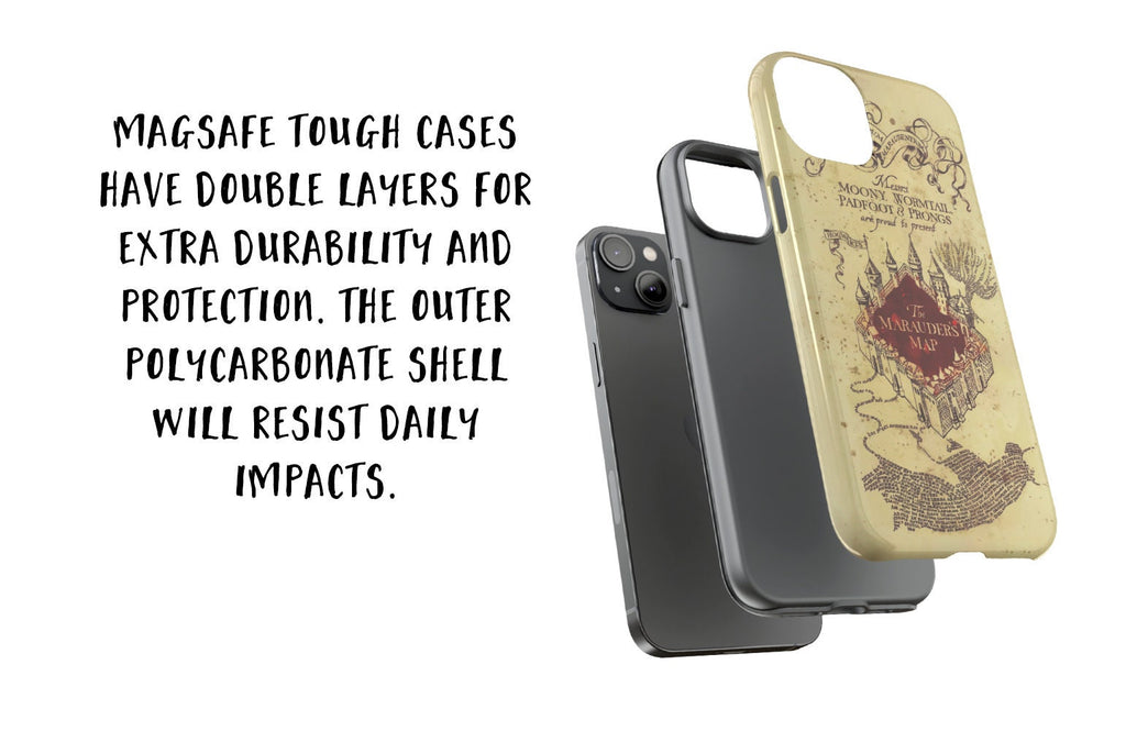Marauder's Map Wizard School iPhone Case 14 13 12 11 Pro XR, Wizarding World Potter Tough Cover, Magic Harry Fantasy Gift