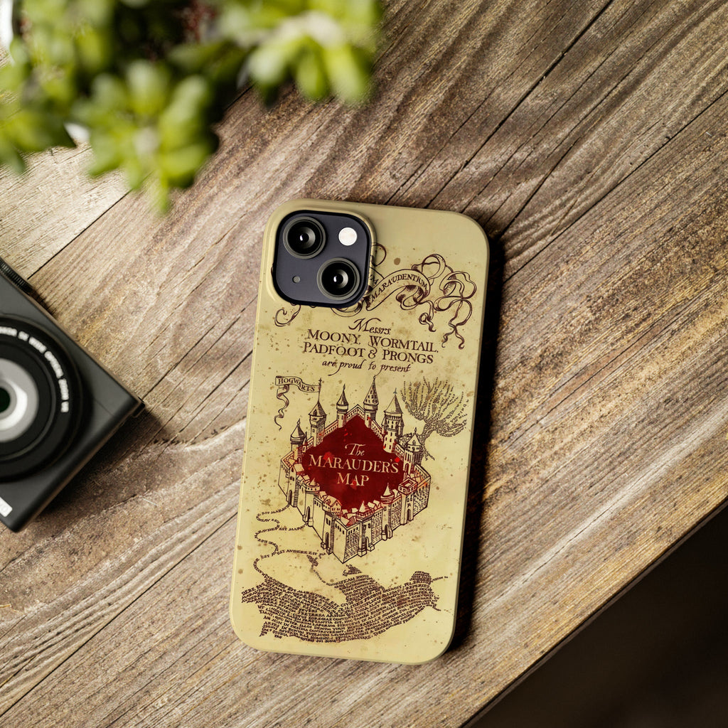 Marauder's Map Wizard School iPhone Case 14 13 12 11 Pro XR, Wizarding World Potter Tough Cover, Magic Harry Fantasy Gift