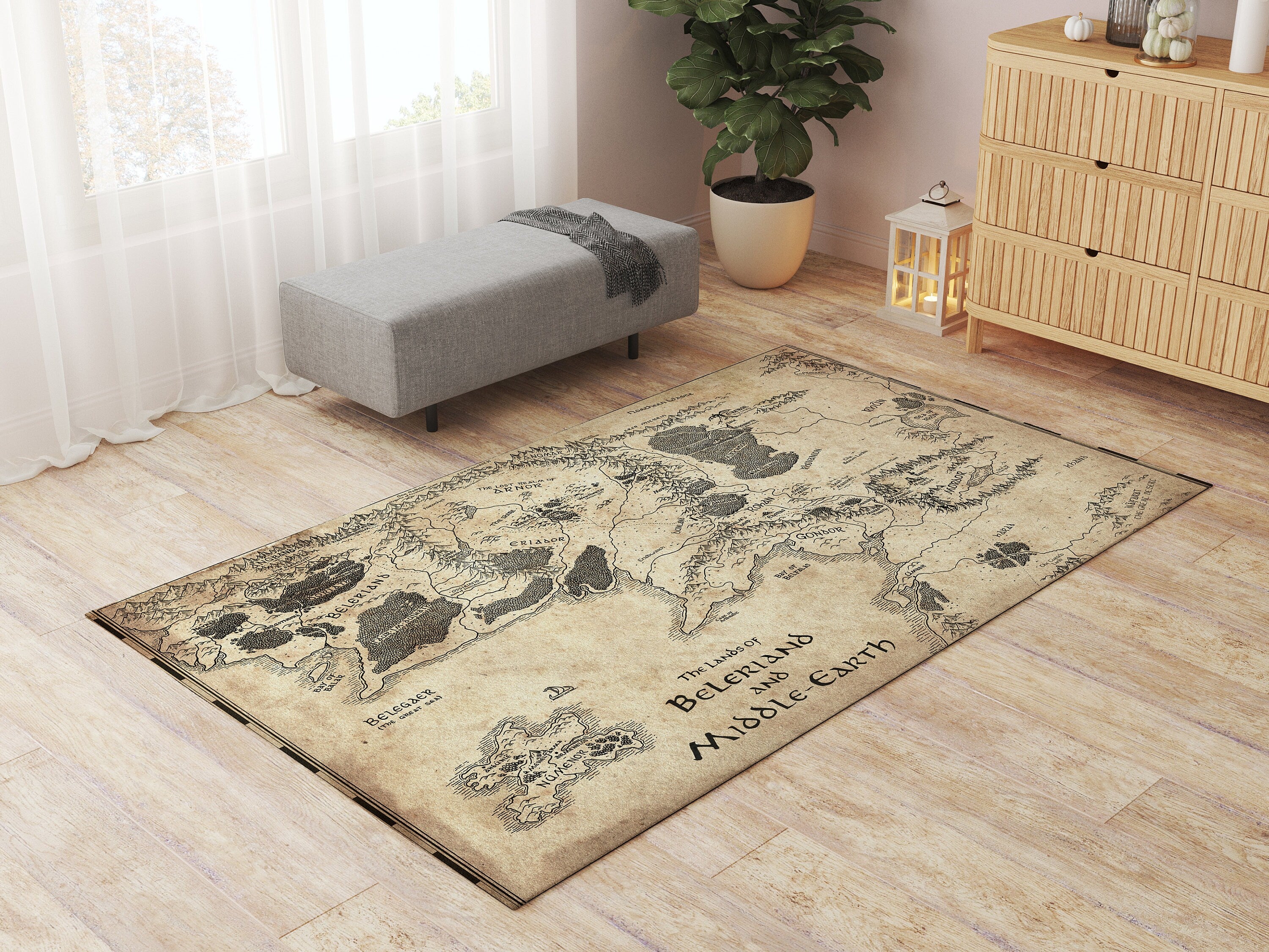 Beleriand Middle Earth Map Area Rug, Lord of the Rings LOTR Decorative ...