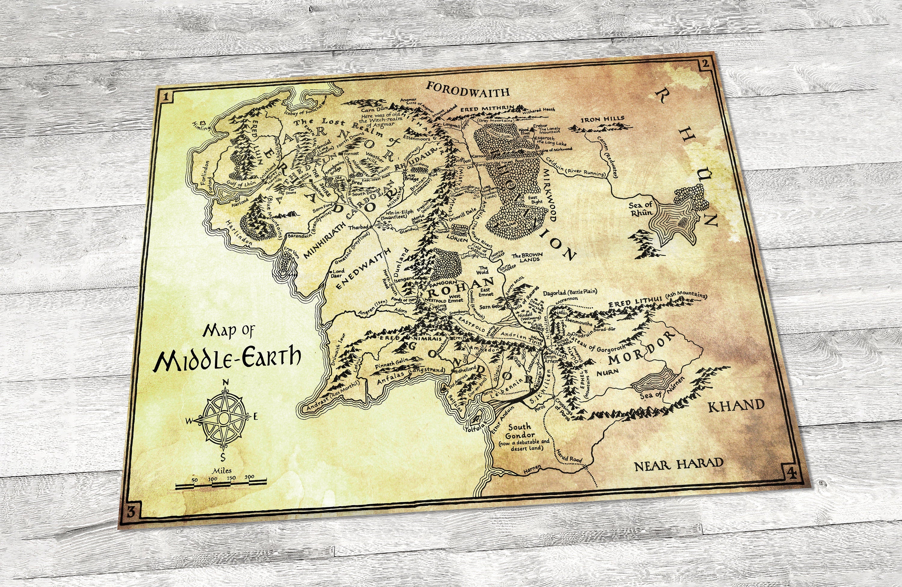 Lord of the Rings Middle Earth Map Area Rug, LOTR Decorative Carpet Ru ...