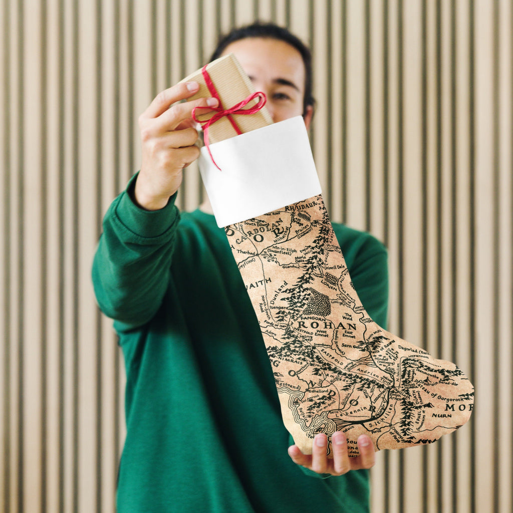 Middle Earth Map Christmas Stocking, Lord of the Rings Tolkien LOTR Fantasy Christmas Gift