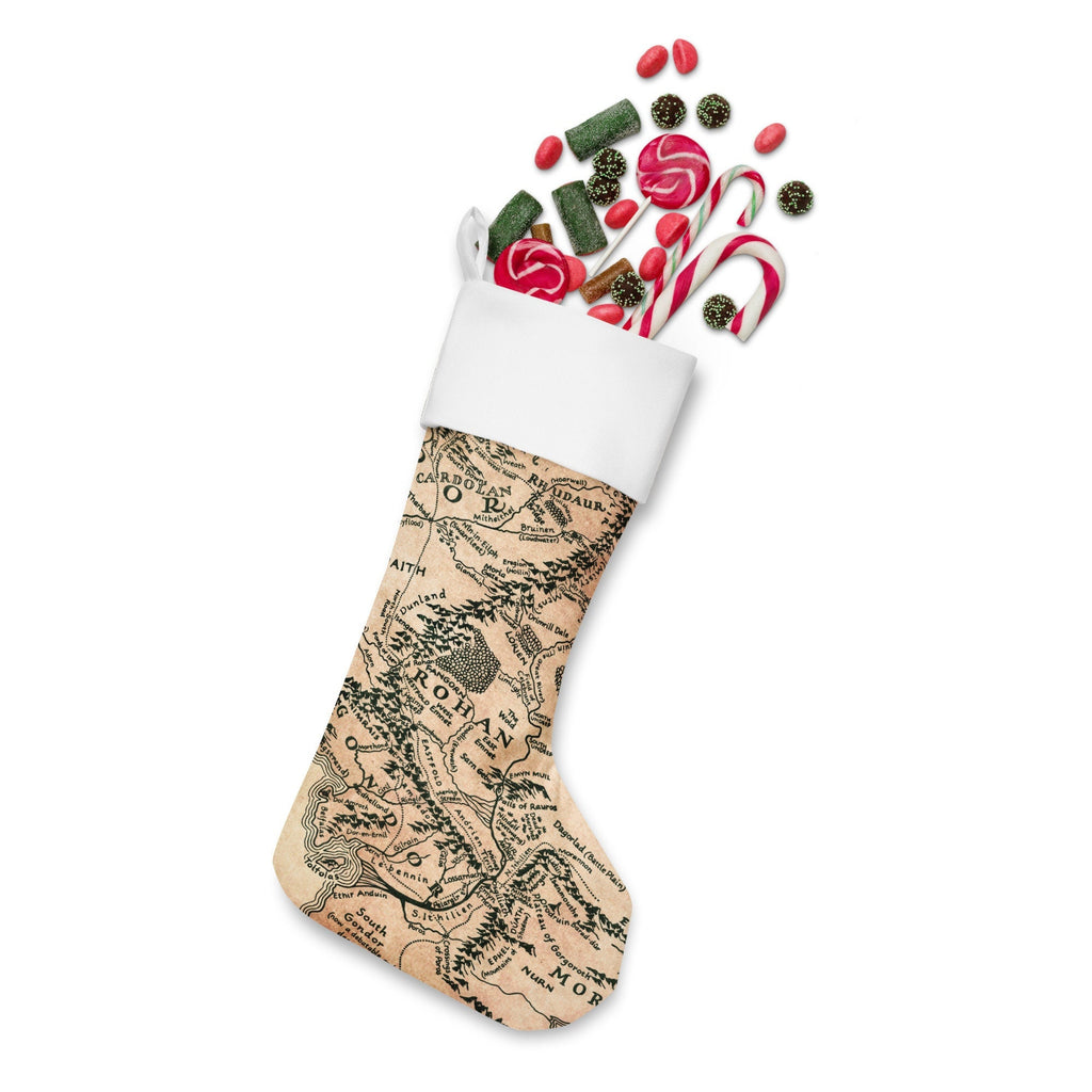 Middle Earth Map Christmas Stocking, Lord of the Rings Tolkien LOTR Fantasy Christmas Gift